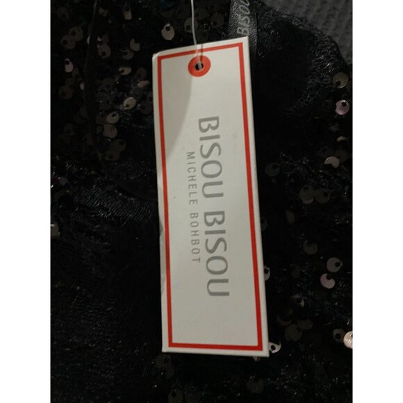 Bisou Bisou Michele Bohbot Black Sleeveless Sequin Lace Evening Dress Size 16 - Picture 5 of 10